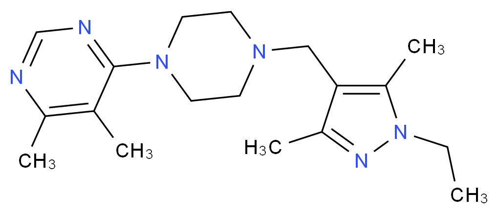 4-{4-[(1-ethyl-3,5-dimethyl-1H-pyrazol-4-yl)methyl]piperazin-1-yl}-5,6-dimethylpyrimidine_Molecular_structure_CAS_)