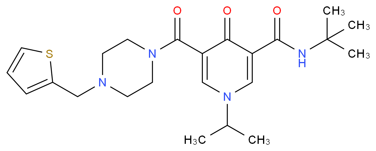 N-(tert-butyl)-1-isopropyl-4-oxo-5-{[4-(2-thienylmethyl)-1-piperazinyl]carbonyl}-1,4-dihydro-3-pyridinecarboxamide_Molecular_structure_CAS_)