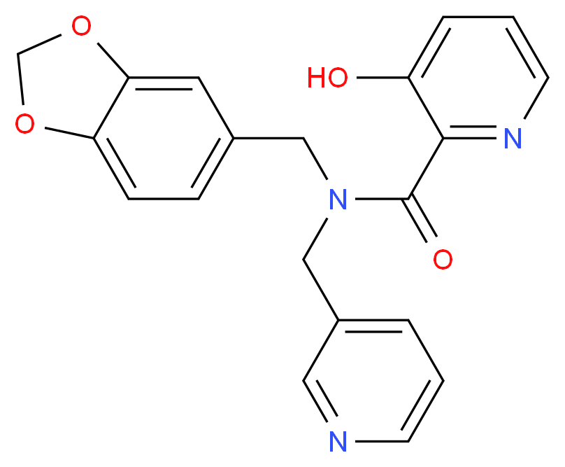 N-(1,3-benzodioxol-5-ylmethyl)-3-hydroxy-N-(pyridin-3-ylmethyl)pyridine-2-carboxamide_Molecular_structure_CAS_)