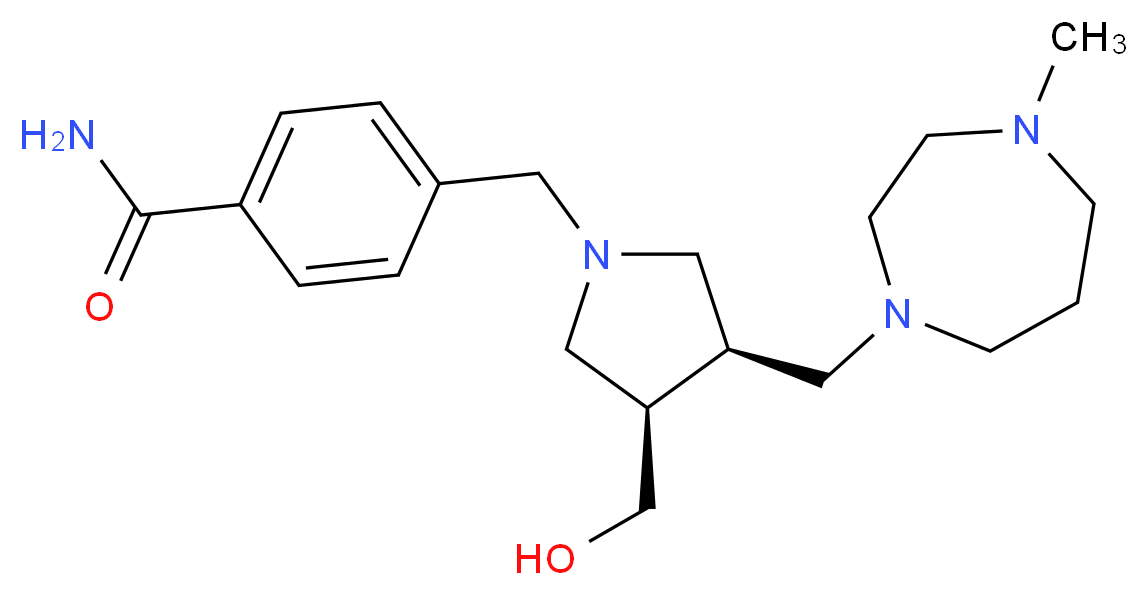4-({(3R*,4S*)-3-(hydroxymethyl)-4-[(4-methyl-1,4-diazepan-1-yl)methyl]pyrrolidin-1-yl}methyl)benzamide_Molecular_structure_CAS_)
