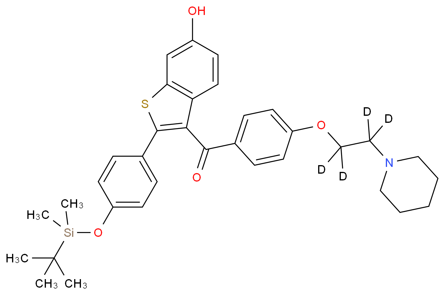 4'-tert-Butyldimethylsilyl-6-hydroxy Raloxifene-d4_Molecular_structure_CAS_)