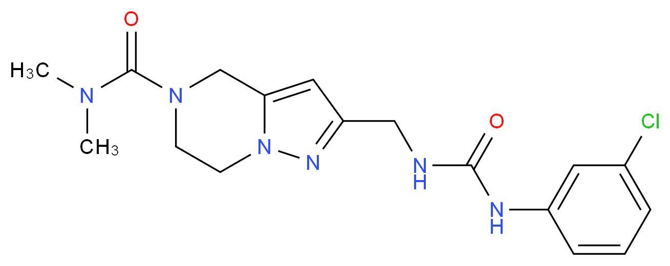 2-[({[(3-chlorophenyl)amino]carbonyl}amino)methyl]-N,N-dimethyl-6,7-dihydropyrazolo[1,5-a]pyrazine-5(4H)-carboxamide_Molecular_structure_CAS_)
