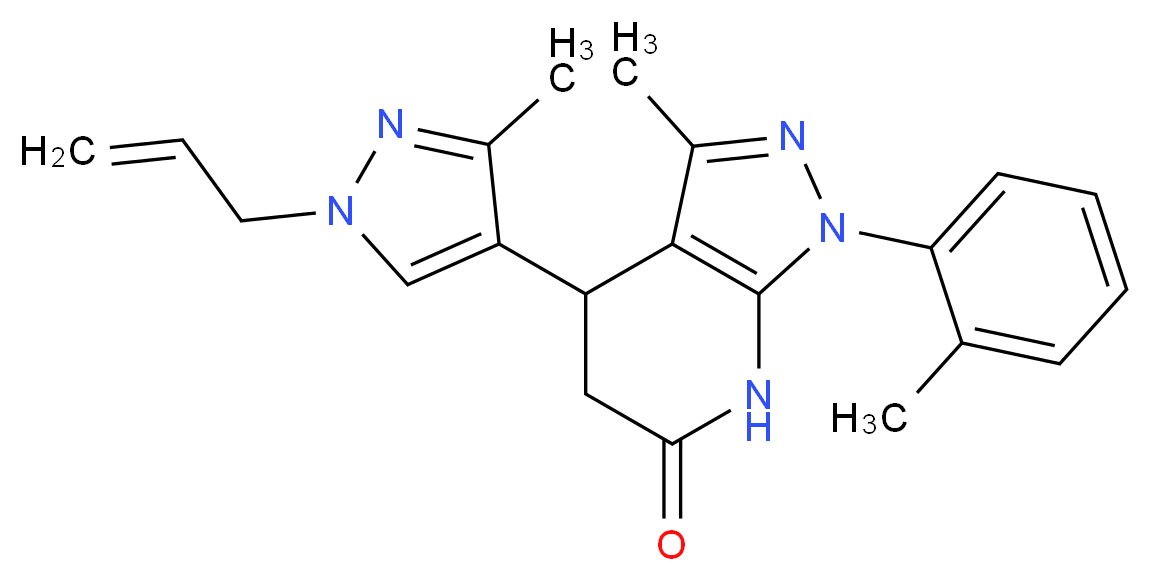 4-(1-allyl-3-methyl-1H-pyrazol-4-yl)-3-methyl-1-(2-methylphenyl)-1,4,5,7-tetrahydro-6H-pyrazolo[3,4-b]pyridin-6-one_Molecular_structure_CAS_)