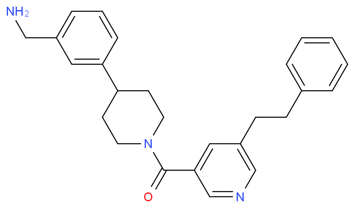 [4-(3-AMINOMETHYL-PHENYL)-PIPERIDIN-1-YL]-(5-PHENETHYL- PYRIDIN-3-YL)-METHANONE_Molecular_structure_CAS_)