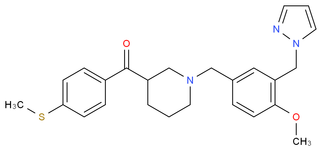 {1-[4-methoxy-3-(1H-pyrazol-1-ylmethyl)benzyl]-3-piperidinyl}[4-(methylthio)phenyl]methanone_Molecular_structure_CAS_)