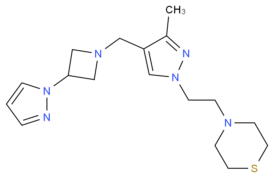 4-[2-(3-methyl-4-{[3-(1H-pyrazol-1-yl)azetidin-1-yl]methyl}-1H-pyrazol-1-yl)ethyl]thiomorpholine_Molecular_structure_CAS_)