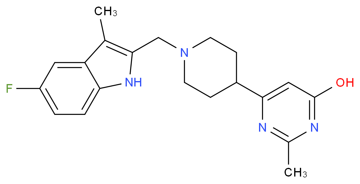 6-{1-[(5-fluoro-3-methyl-1H-indol-2-yl)methyl]piperidin-4-yl}-2-methylpyrimidin-4-ol_Molecular_structure_CAS_)