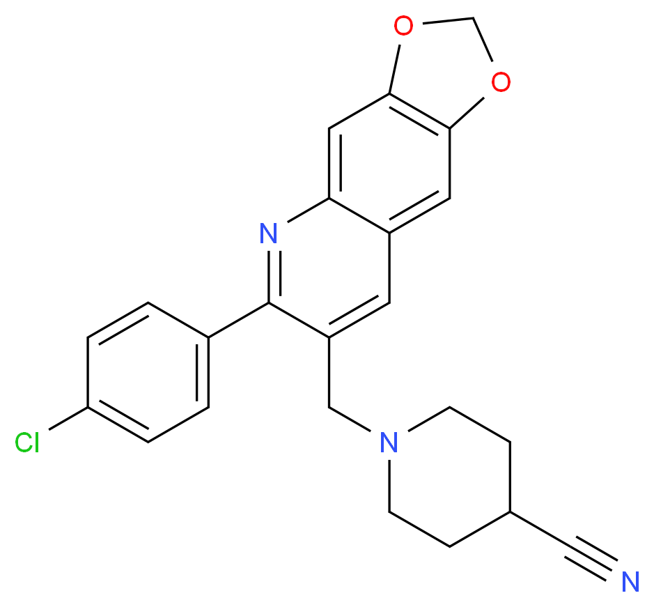 1-{[6-(4-chlorophenyl)[1,3]dioxolo[4,5-g]quinolin-7-yl]methyl}-4-piperidinecarbonitrile_Molecular_structure_CAS_)