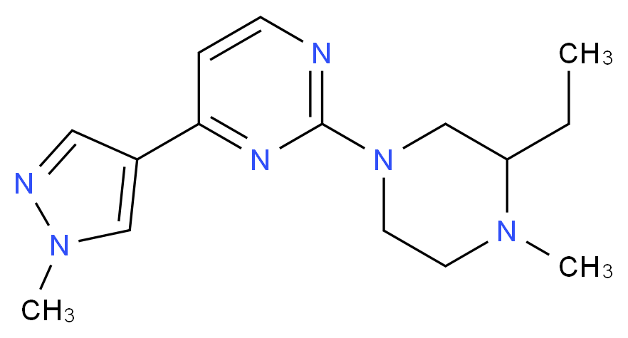 2-(3-ethyl-4-methylpiperazin-1-yl)-4-(1-methyl-1H-pyrazol-4-yl)pyrimidine_Molecular_structure_CAS_)