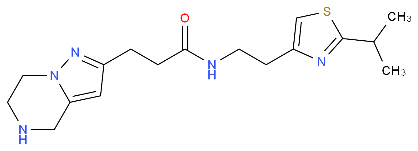N-[2-(2-isopropyl-1,3-thiazol-4-yl)ethyl]-3-(4,5,6,7-tetrahydropyrazolo[1,5-a]pyrazin-2-yl)propanamide_Molecular_structure_CAS_)