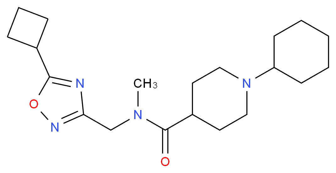 N-[(5-cyclobutyl-1,2,4-oxadiazol-3-yl)methyl]-1-cyclohexyl-N-methyl-4-piperidinecarboxamide_Molecular_structure_CAS_)