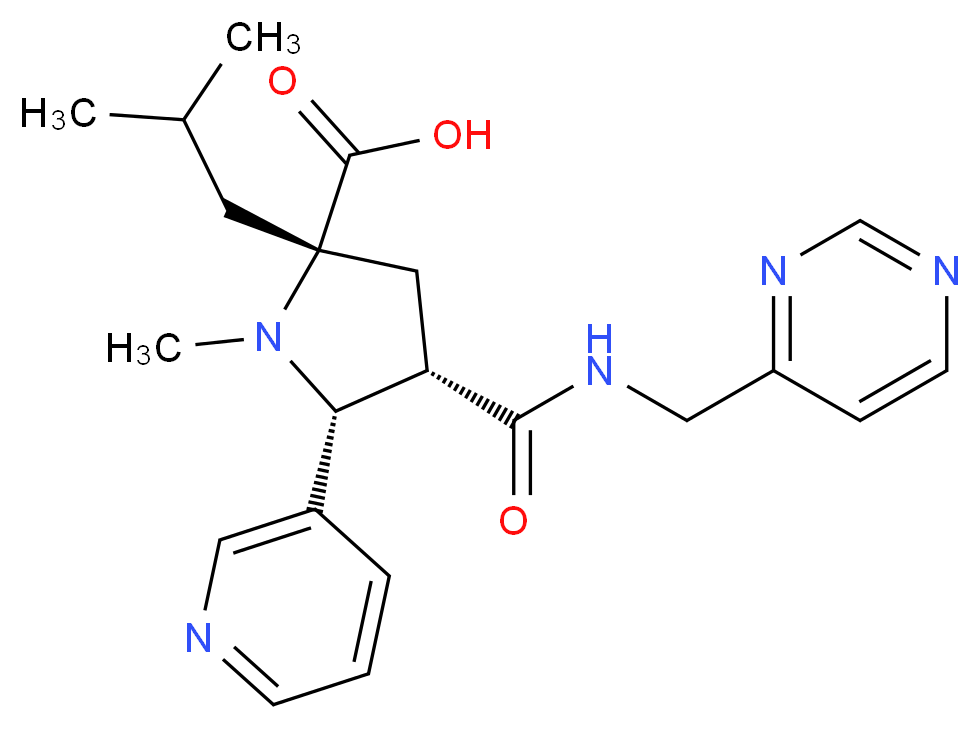 (2S*,4S*,5R*)-2-isobutyl-1-methyl-5-pyridin-3-yl-4-{[(pyrimidin-4-ylmethyl)amino]carbonyl}pyrrolidine-2-carboxylic acid_Molecular_structure_CAS_)