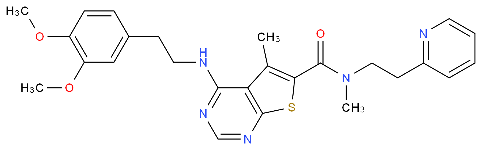 4-{[2-(3,4-dimethoxyphenyl)ethyl]amino}-N,5-dimethyl-N-[2-(2-pyridinyl)ethyl]thieno[2,3-d]pyrimidine-6-carboxamide_Molecular_structure_CAS_)