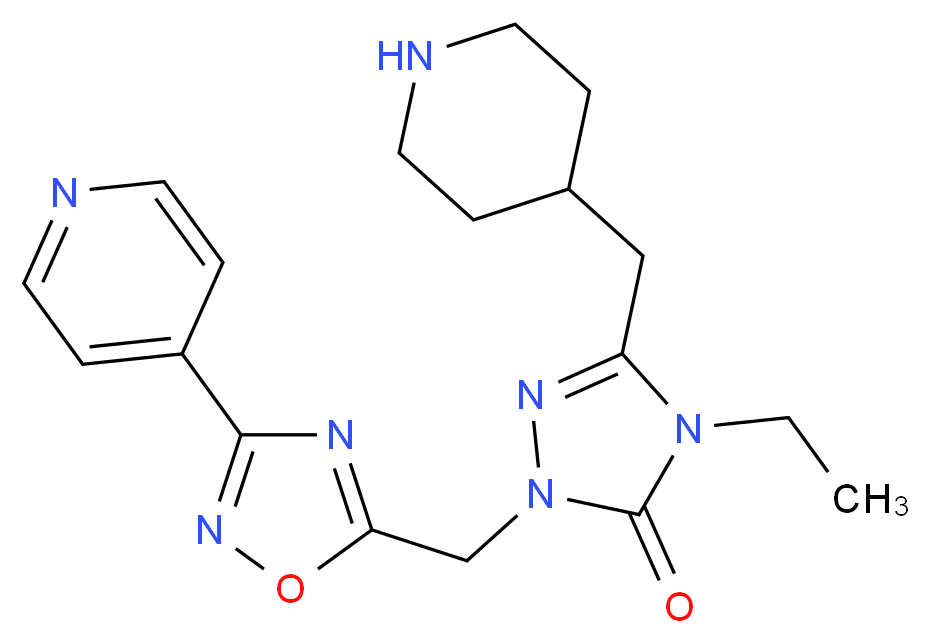 4-ethyl-5-(piperidin-4-ylmethyl)-2-[(3-pyridin-4-yl-1,2,4-oxadiazol-5-yl)methyl]-2,4-dihydro-3H-1,2,4-triazol-3-one_Molecular_structure_CAS_)
