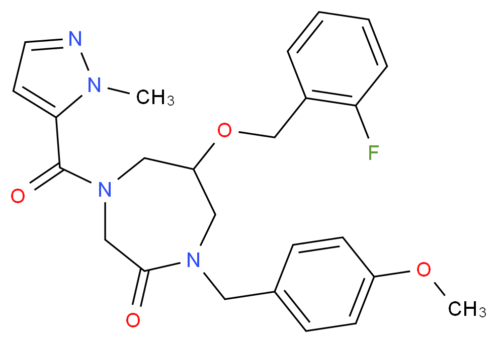 6-[(2-fluorobenzyl)oxy]-1-(4-methoxybenzyl)-4-[(1-methyl-1H-pyrazol-5-yl)carbonyl]-1,4-diazepan-2-one_Molecular_structure_CAS_)