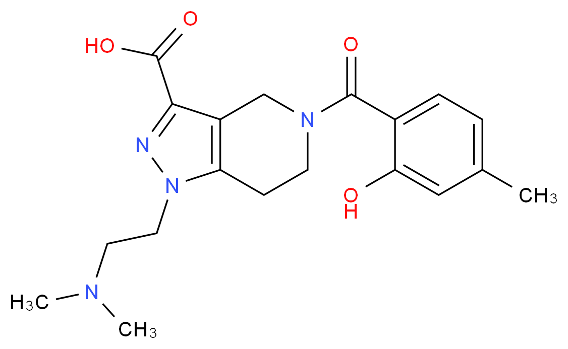 1-[2-(dimethylamino)ethyl]-5-(2-hydroxy-4-methylbenzoyl)-4,5,6,7-tetrahydro-1H-pyrazolo[4,3-c]pyridine-3-carboxylic acid_Molecular_structure_CAS_)