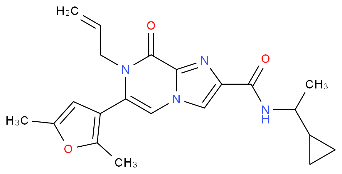 7-allyl-N-(1-cyclopropylethyl)-6-(2,5-dimethyl-3-furyl)-8-oxo-7,8-dihydroimidazo[1,2-a]pyrazine-2-carboxamide_Molecular_structure_CAS_)