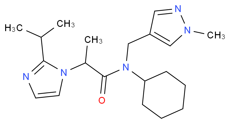 N-cyclohexyl-2-(2-isopropyl-1H-imidazol-1-yl)-N-[(1-methyl-1H-pyrazol-4-yl)methyl]propanamide_Molecular_structure_CAS_)