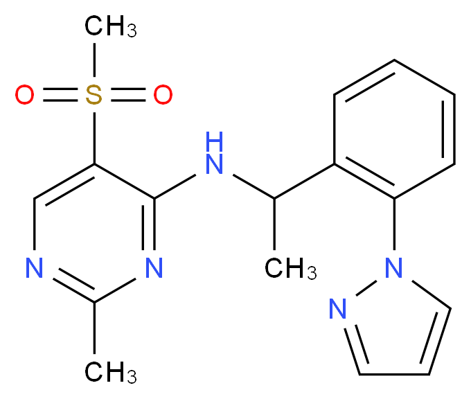 2-methyl-5-(methylsulfonyl)-N-{1-[2-(1H-pyrazol-1-yl)phenyl]ethyl}pyrimidin-4-amine_Molecular_structure_CAS_)