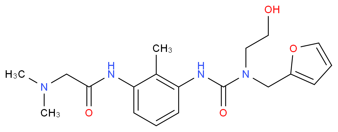 N~1~-[3-({[(2-furylmethyl)(2-hydroxyethyl)amino]carbonyl}amino)-2-methylphenyl]-N~2~,N~2~-dimethylglycinamide_Molecular_structure_CAS_)