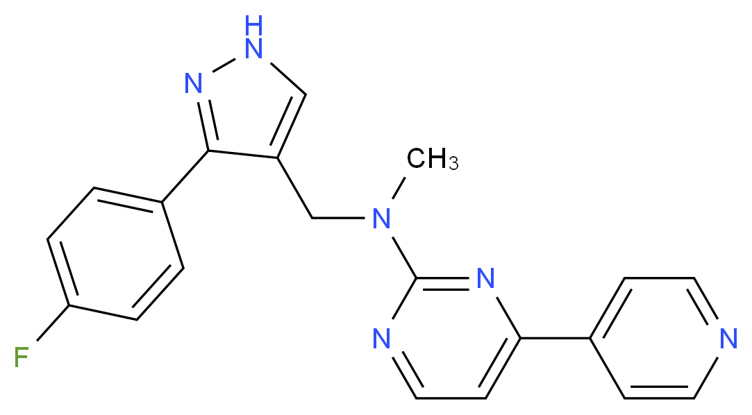 N-{[3-(4-fluorophenyl)-1H-pyrazol-4-yl]methyl}-N-methyl-4-(4-pyridinyl)-2-pyrimidinamine_Molecular_structure_CAS_)