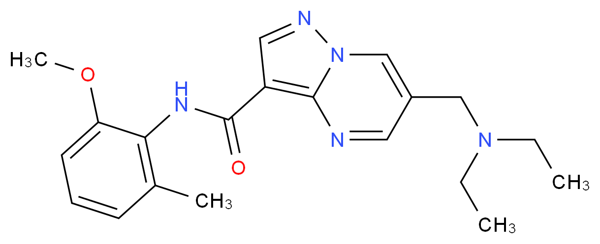 6-[(diethylamino)methyl]-N-(2-methoxy-6-methylphenyl)pyrazolo[1,5-a]pyrimidine-3-carboxamide_Molecular_structure_CAS_)