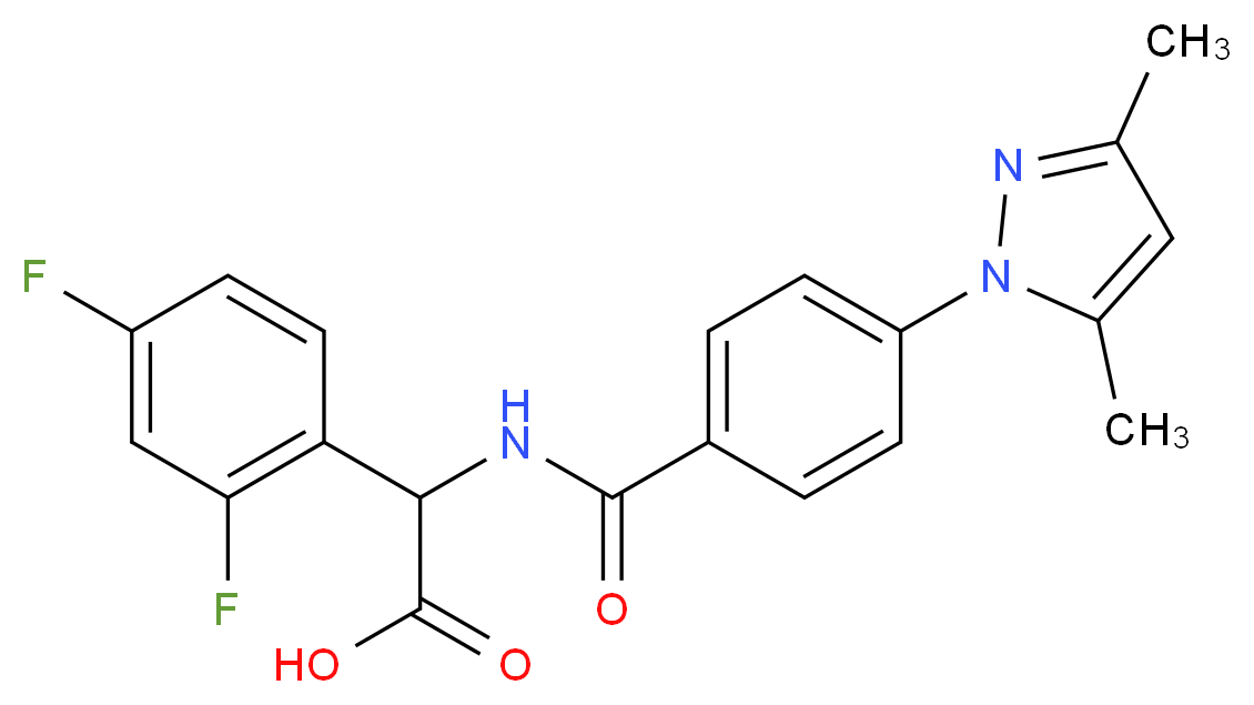 (2,4-difluorophenyl){[4-(3,5-dimethyl-1H-pyrazol-1-yl)benzoyl]amino}acetic acid_Molecular_structure_CAS_)