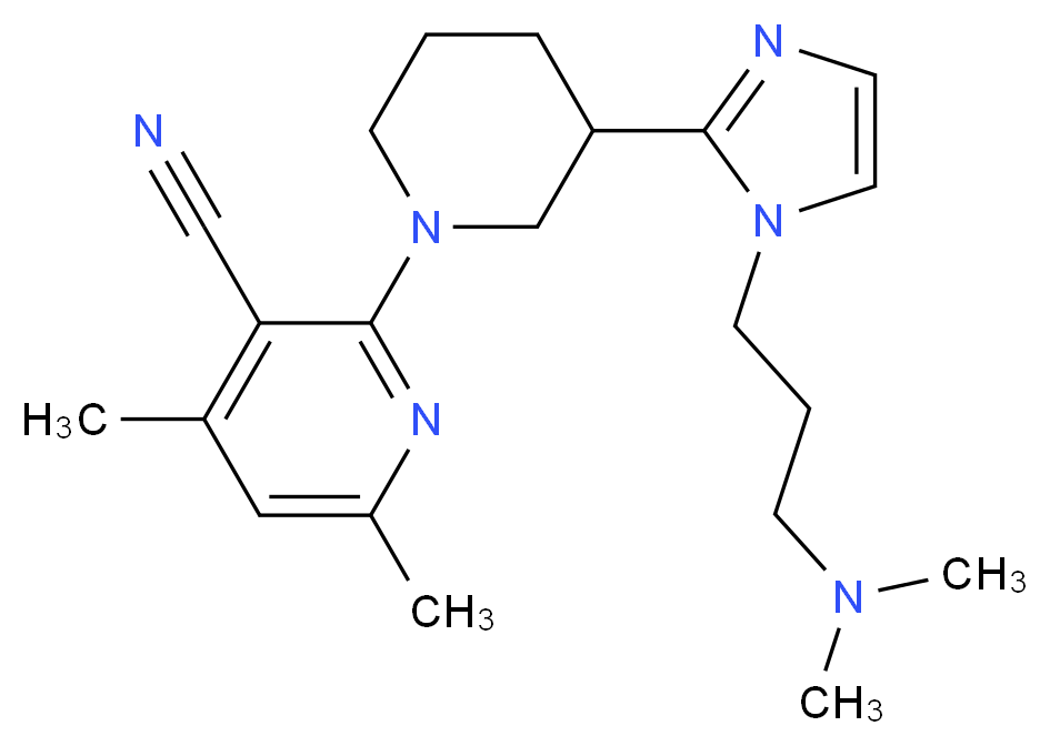 2-(3-{1-[3-(dimethylamino)propyl]-1H-imidazol-2-yl}-1-piperidinyl)-4,6-dimethylnicotinonitrile_Molecular_structure_CAS_)