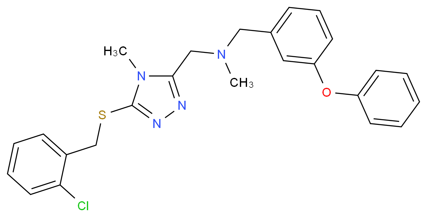 ({5-[(2-chlorobenzyl)thio]-4-methyl-4H-1,2,4-triazol-3-yl}methyl)methyl(3-phenoxybenzyl)amine_Molecular_structure_CAS_)