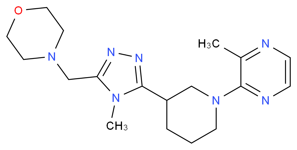 4-({4-methyl-5-[1-(3-methylpyrazin-2-yl)piperidin-3-yl]-4H-1,2,4-triazol-3-yl}methyl)morpholine_Molecular_structure_CAS_)