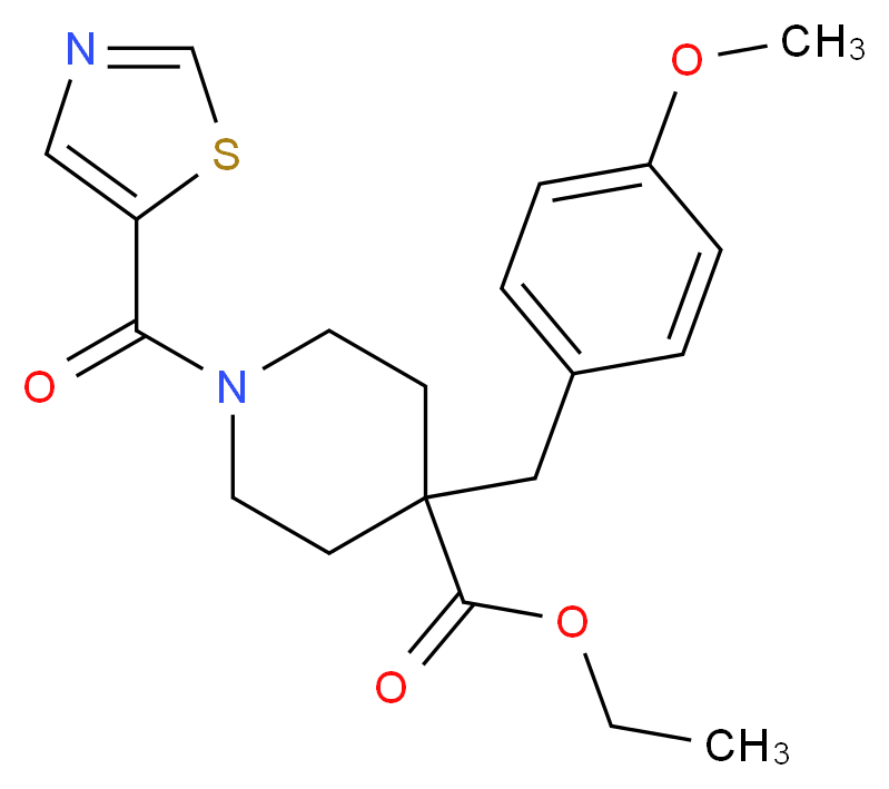ethyl 4-(4-methoxybenzyl)-1-(1,3-thiazol-5-ylcarbonyl)-4-piperidinecarboxylate_Molecular_structure_CAS_)