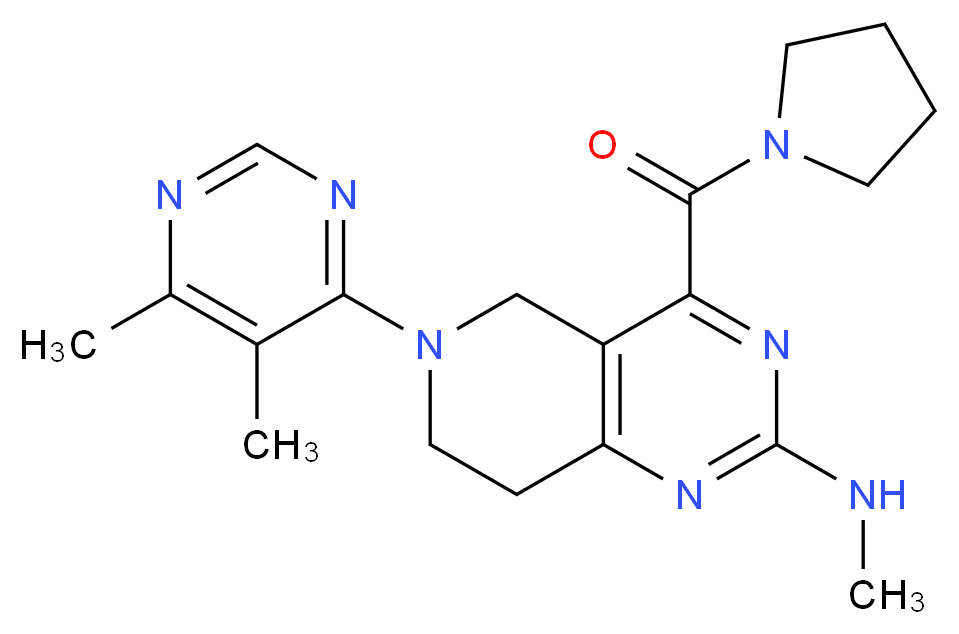 6-(5,6-dimethyl-4-pyrimidinyl)-N-methyl-4-(1-pyrrolidinylcarbonyl)-5,6,7,8-tetrahydropyrido[4,3-d]pyrimidin-2-amine_Molecular_structure_CAS_)