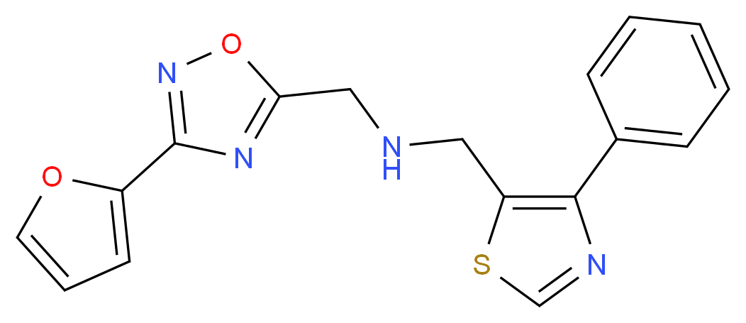 1-[3-(2-furyl)-1,2,4-oxadiazol-5-yl]-N-[(4-phenyl-1,3-thiazol-5-yl)methyl]methanamine_Molecular_structure_CAS_)