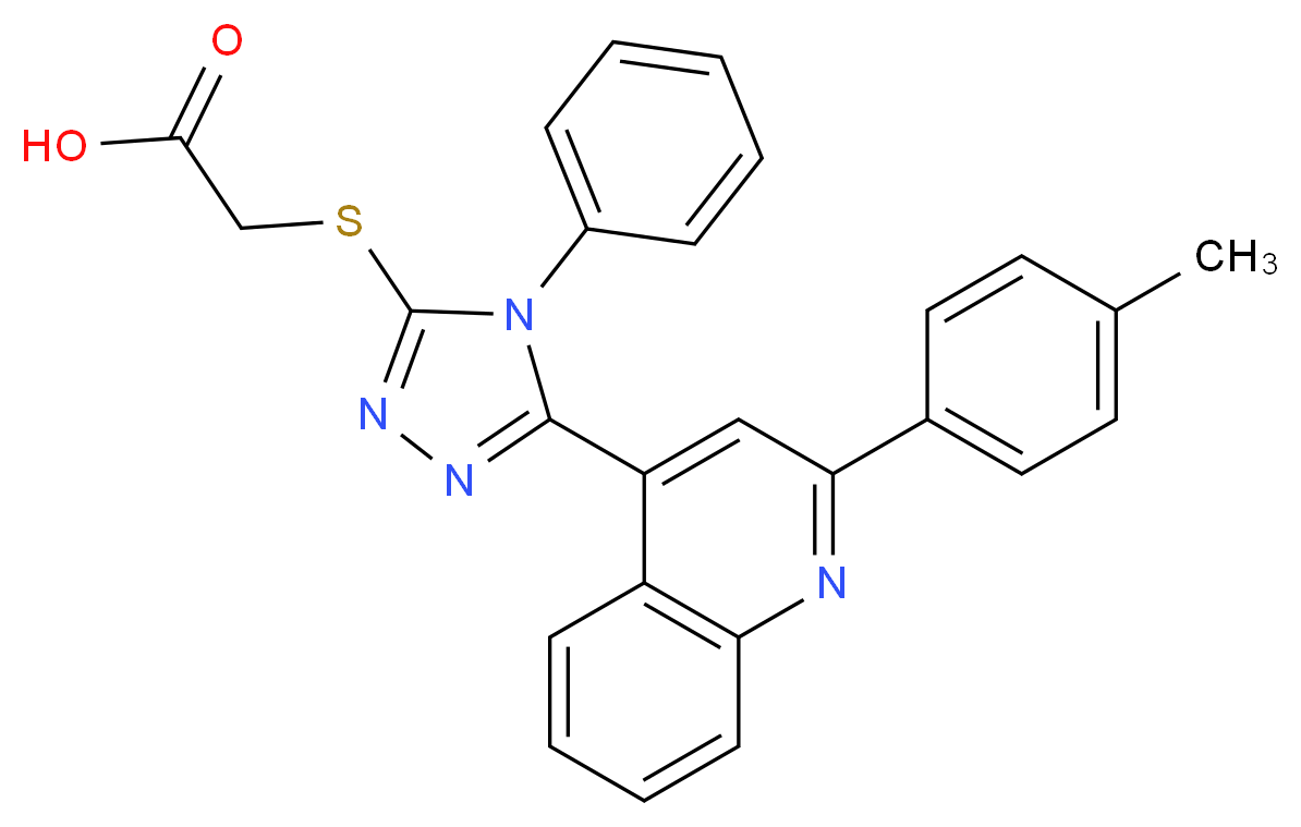 [4-Phenyl-5-(2-p-tolyl-quinolin-4-yl)-4H-[1,2,4]triazol-3-ylsulfanyl]-acetic acid_Molecular_structure_CAS_)