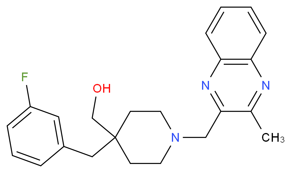 {4-(3-fluorobenzyl)-1-[(3-methyl-2-quinoxalinyl)methyl]-4-piperidinyl}methanol_Molecular_structure_CAS_)