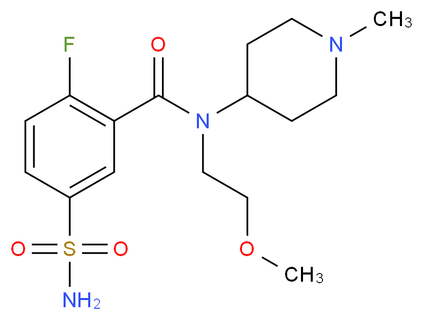 5-(aminosulfonyl)-2-fluoro-N-(2-methoxyethyl)-N-(1-methylpiperidin-4-yl)benzamide_Molecular_structure_CAS_)
