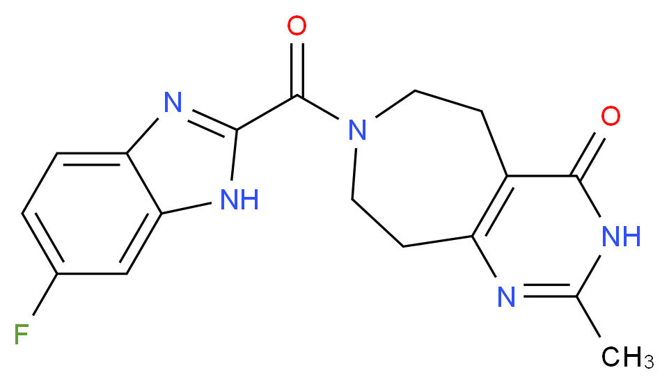 7-[(6-fluoro-1H-benzimidazol-2-yl)carbonyl]-2-methyl-3,5,6,7,8,9-hexahydro-4H-pyrimido[4,5-d]azepin-4-one_Molecular_structure_CAS_)
