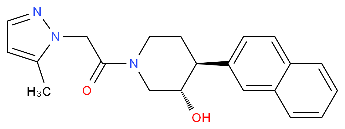 (3S*,4S*)-1-[(5-methyl-1H-pyrazol-1-yl)acetyl]-4-(2-naphthyl)piperidin-3-ol_Molecular_structure_CAS_)