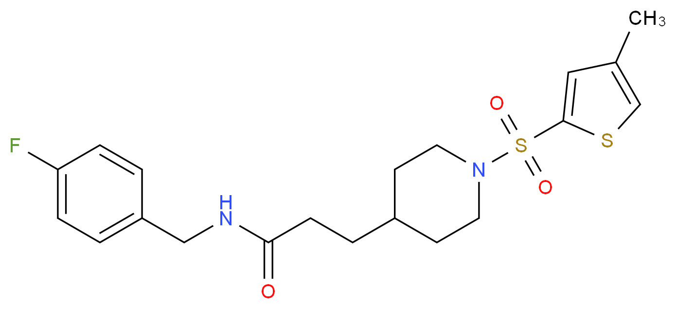 N-(4-fluorobenzyl)-3-{1-[(4-methyl-2-thienyl)sulfonyl]-4-piperidinyl}propanamide_Molecular_structure_CAS_)