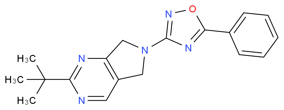 2-tert-butyl-6-(5-phenyl-1,2,4-oxadiazol-3-yl)-6,7-dihydro-5H-pyrrolo[3,4-d]pyrimidine_Molecular_structure_CAS_)
