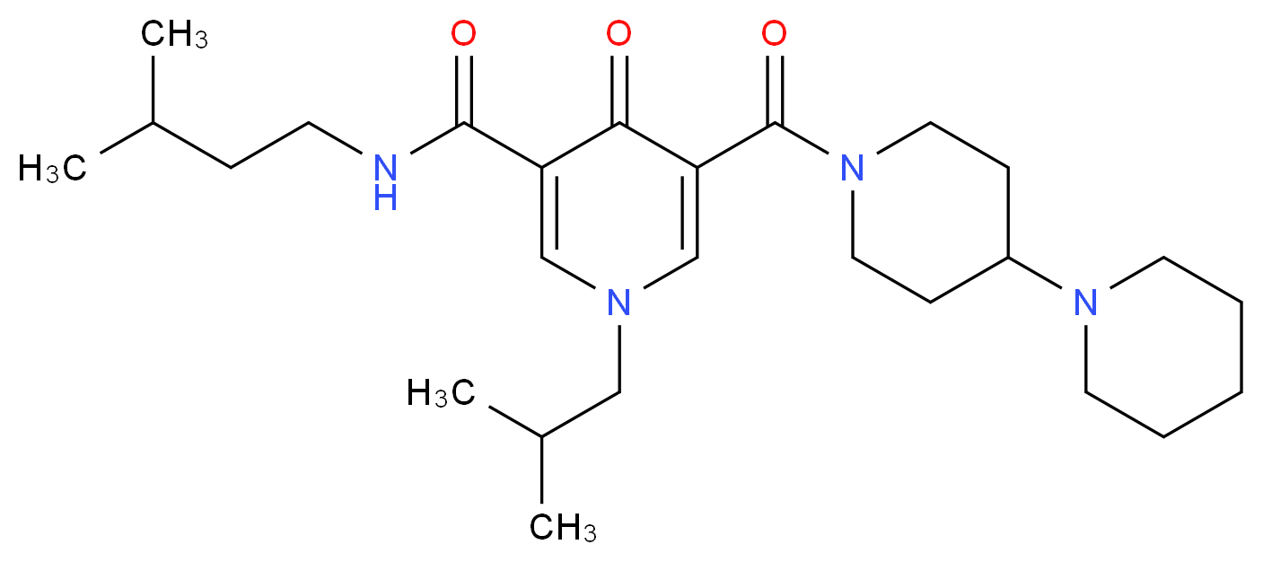 5-(1,4'-bipiperidin-1'-ylcarbonyl)-1-isobutyl-N-(3-methylbutyl)-4-oxo-1,4-dihydro-3-pyridinecarboxamide_Molecular_structure_CAS_)