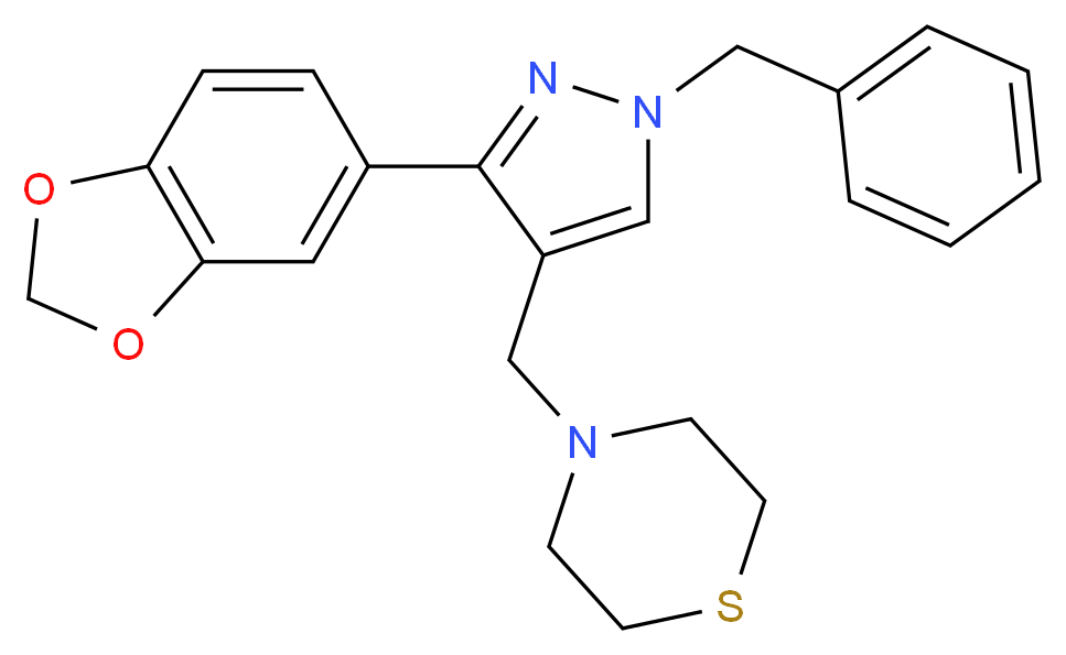 4-{[3-(1,3-benzodioxol-5-yl)-1-benzyl-1H-pyrazol-4-yl]methyl}thiomorpholine_Molecular_structure_CAS_)