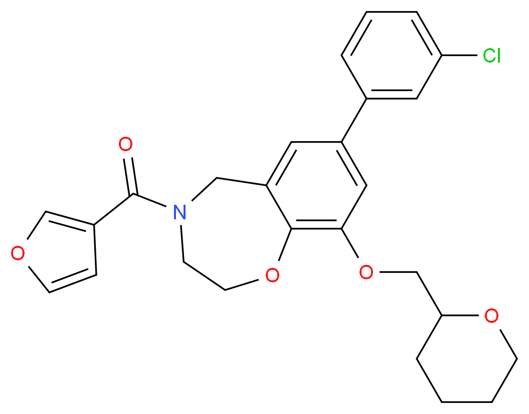 7-(3-chlorophenyl)-4-(3-furoyl)-9-(tetrahydro-2H-pyran-2-ylmethoxy)-2,3,4,5-tetrahydro-1,4-benzoxazepine_Molecular_structure_CAS_)