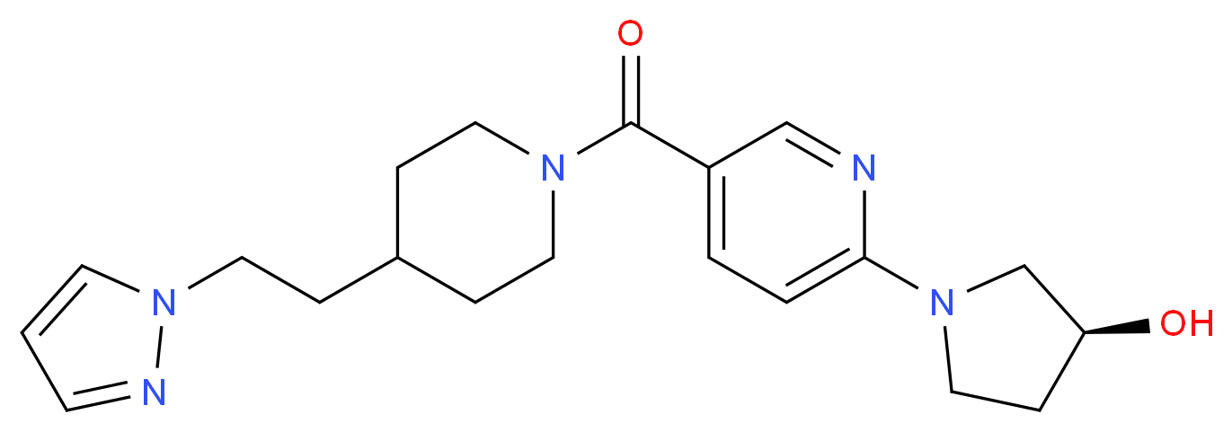 (3S)-1-[5-({4-[2-(1H-pyrazol-1-yl)ethyl]-1-piperidinyl}carbonyl)-2-pyridinyl]-3-pyrrolidinol_Molecular_structure_CAS_)
