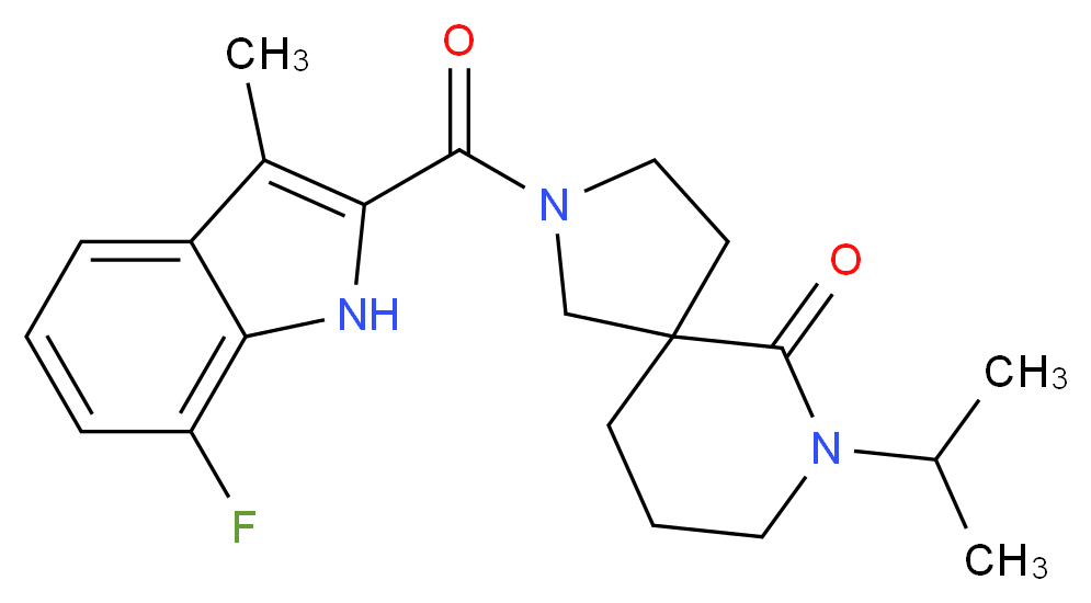 2-[(7-fluoro-3-methyl-1H-indol-2-yl)carbonyl]-7-isopropyl-2,7-diazaspiro[4.5]decan-6-one_Molecular_structure_CAS_)