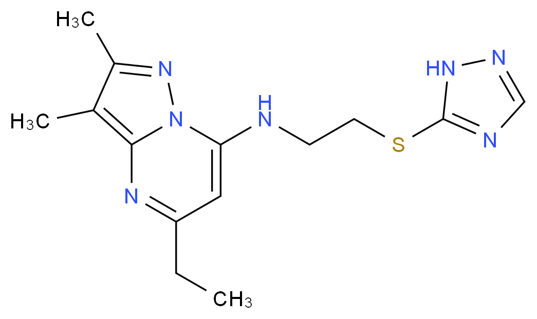 5-ethyl-2,3-dimethyl-N-[2-(1H-1,2,4-triazol-5-ylthio)ethyl]pyrazolo[1,5-a]pyrimidin-7-amine_Molecular_structure_CAS_)