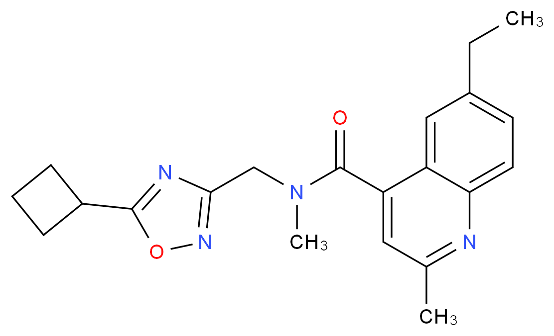 N-[(5-cyclobutyl-1,2,4-oxadiazol-3-yl)methyl]-6-ethyl-N,2-dimethyl-4-quinolinecarboxamide_Molecular_structure_CAS_)