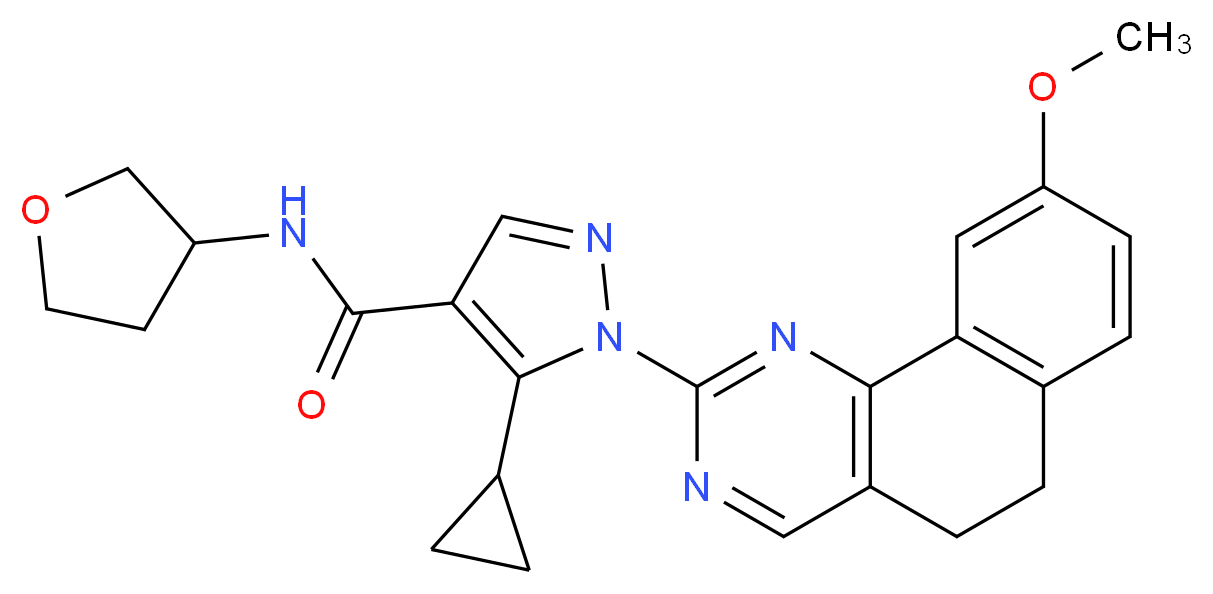 5-cyclopropyl-1-(9-methoxy-5,6-dihydrobenzo[h]quinazolin-2-yl)-N-(tetrahydro-3-furanyl)-1H-pyrazole-4-carboxamide_Molecular_structure_CAS_)