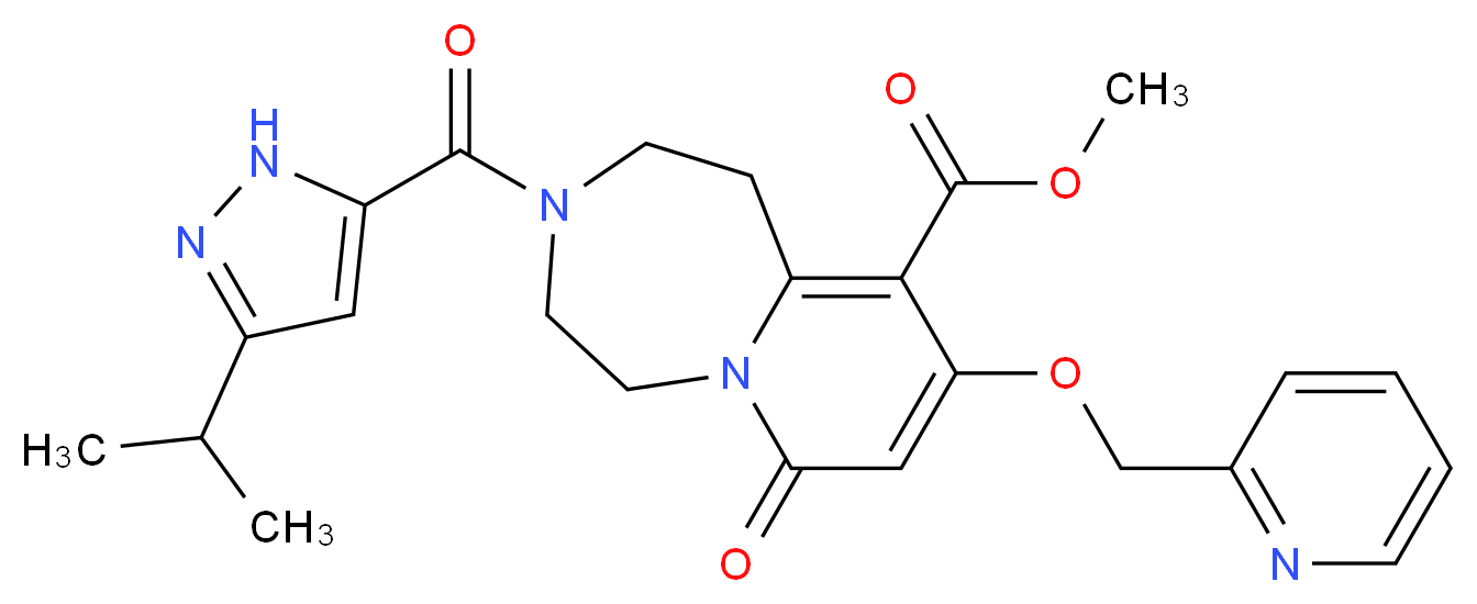 methyl 3-[(3-isopropyl-1H-pyrazol-5-yl)carbonyl]-7-oxo-9-(2-pyridinylmethoxy)-1,2,3,4,5,7-hexahydropyrido[1,2-d][1,4]diazepine-10-carboxylate_Molecular_structure_CAS_)