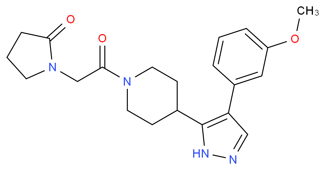 1-(2-{4-[4-(3-methoxyphenyl)-1H-pyrazol-5-yl]piperidin-1-yl}-2-oxoethyl)pyrrolidin-2-one_Molecular_structure_CAS_)
